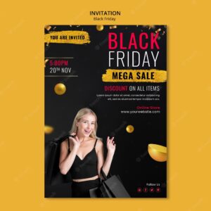 Golden black friday sale invitation template