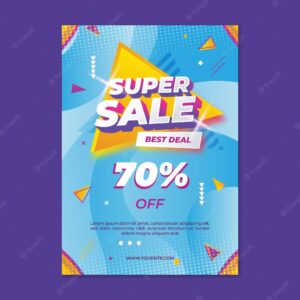 Gradient abstract vertical sale poster template
