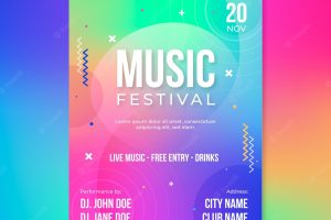 Gradient colorful music festival invitation