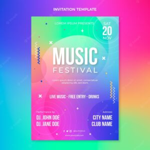 Gradient colorful music festival invitation