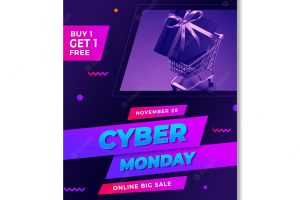 Gradient cyber monday sale poster template