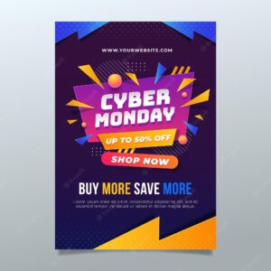 Gradient cyber monday vertical poster template