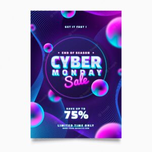 Gradient futuristic cyber monday vertical poster template