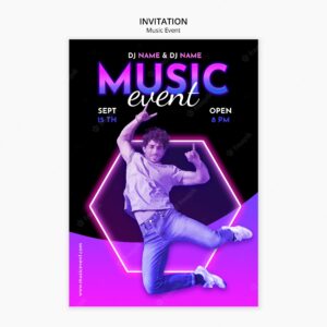 Gradient music event invitation template