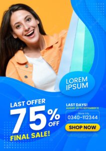 Gradient sales poster template with photo