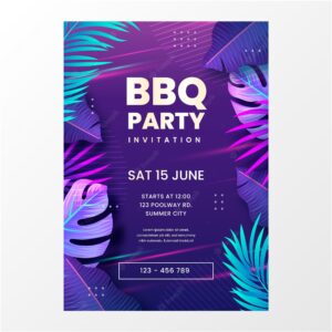 Gradient summer barbecue invitation template