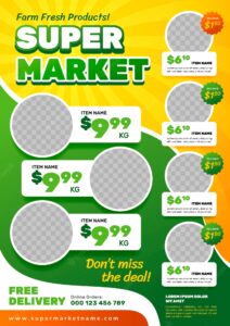 Gradient supermarket flyer template