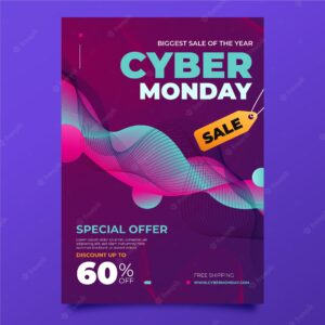 Gradient wavy cyber monday vertical poster template