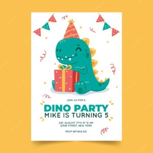 Hand drawn dinosaur birthday invitation