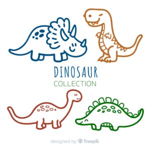 Hand drawn dinosaur collection