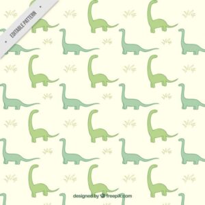 Hand drawn green dinosaurs pattern