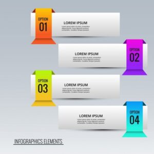 Infographic banners with colored ribbons