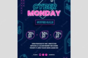 Isometric futuristic cyber monday vertical poster template