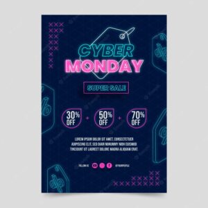 Isometric futuristic cyber monday vertical poster template
