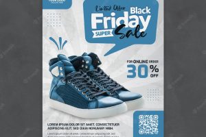 Mega discount shoes black friday sale poster or banner template ready to print