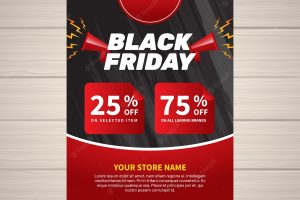 Modern black friday flyer template with flat design