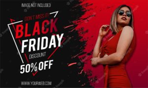 Modern black friday super sale with red splash banner design