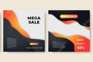 Modern bloob black orange colorful sale post design template background