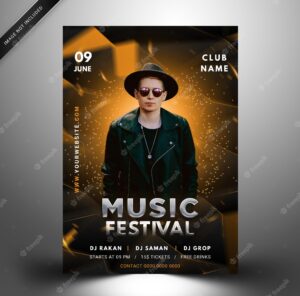 Modern music festival flyer template psd template
