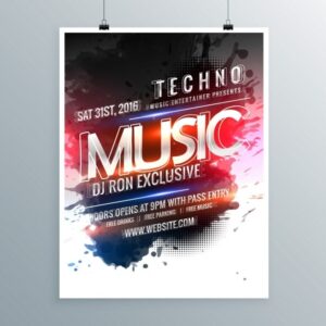 Modern poster template of techno music
