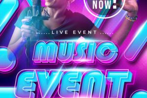 Music event or party poster with colorful gradient color