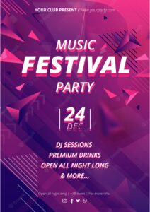 Music event poser template with abstract shapes