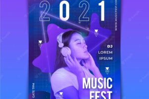Music event poster template with picture