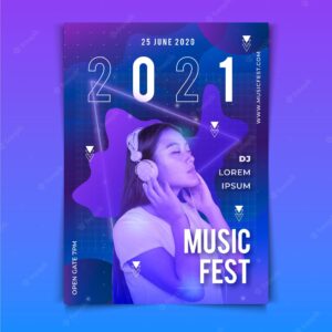Music event poster template with picture