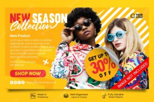 New season fashion sale new collection for promo social media post website banner template