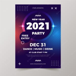 New year 2021 party poster template