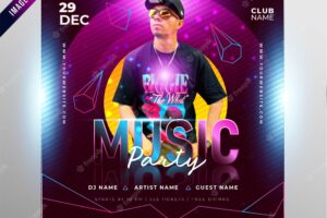 Night music party banner for social media promotion