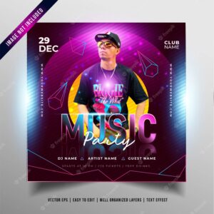 Night music party banner for social media promotion