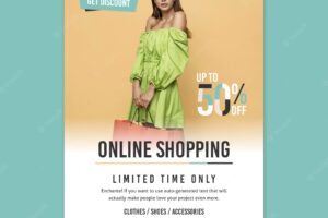 Online shopping flyer template with photo