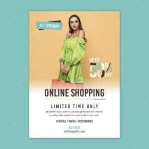 Online shopping flyer template with photo