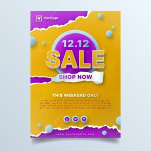 Paper style 12.12 sale vertical flyer template