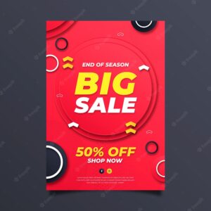 Paper style vertical sale poster template