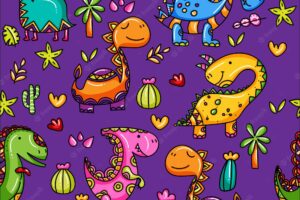 Pattern with dinosaurs vector