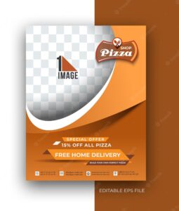 Pizza shop brochure flyer poster design template.