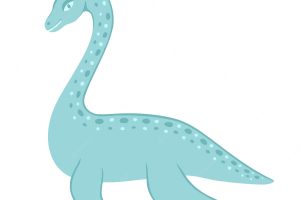 Plesiosaurs dinosaur cartoon character hand drawn illustration
