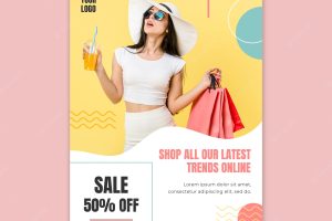 Poster template with online shopping