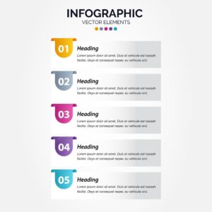 Presentation business vertical infographic template with 5 options