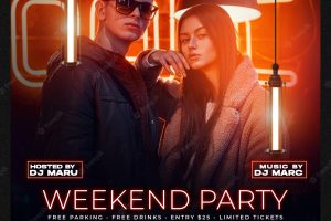 Psd club dj party flyer social media post template