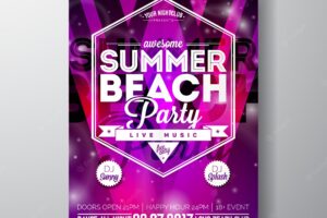 Purple summer beach party poster