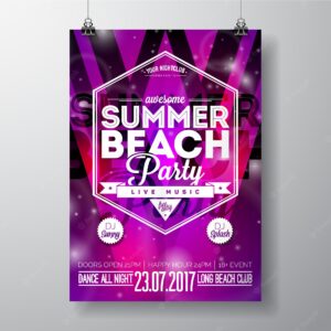Purple summer beach party poster