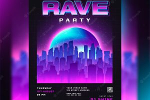 Rave party poster template