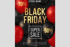 Realistic black friday flyer template