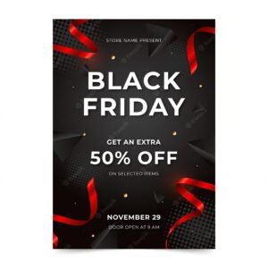 Realistic black friday vertical poster template