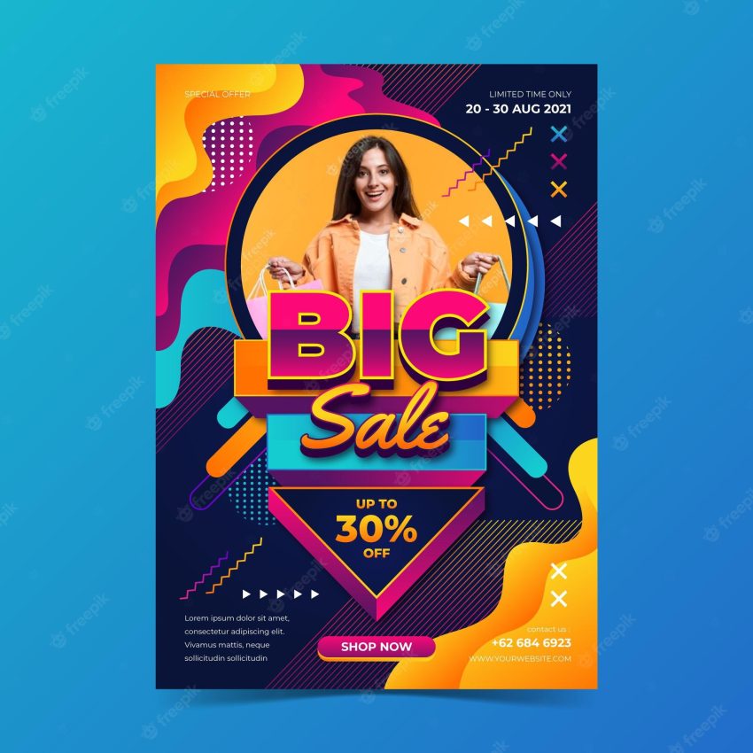 Realistic sale poster with photo