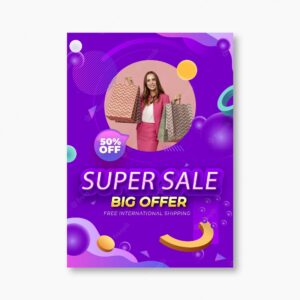 Realistic sales poster template with photo