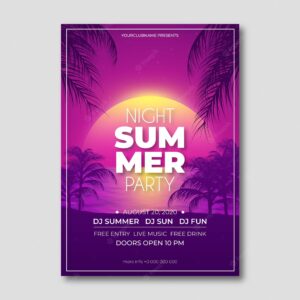 Realistic summer party flyer template